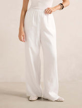 Ally Linen Elastic Wide Leg Pants Porcelain Forever New