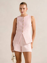 Lisa Boucle Waistcoat Pink Boucle Suit Forever New