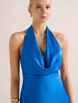 Becca Cowl Halter Satin Dress Forever New