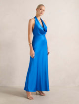 Becca Cowl Halter Satin Dress Forever New