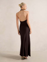 Becca Cowl Halter Satin Dress Forever New