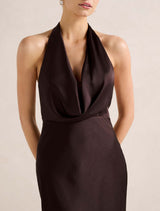 Becca Cowl Halter Satin Dress Forever New