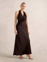 Becca Cowl Halter Satin Dress Forever New