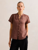 Everly Puff Sleeve Blouse Dark Dove Forever New