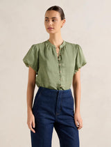 Everly Puff Sleeve Blouse Garden Green Forever New