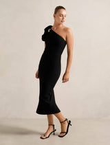 Linda One Shoulder Puff Sleeve Midi Dress