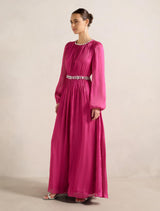 Elvia Metallic Belted Maxi Dress Forever New