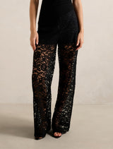 Lani Lace Wide Leg Pants Black Forever New