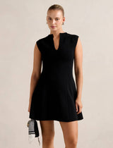 Katerina Crepe Knit Mini Dress Black Forever New