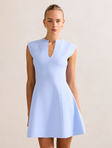 Katerina Crepe Knit Mini Dress Cloud Blue Forever New