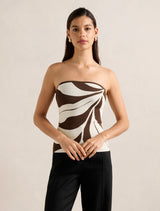 Natalia Knitted Bandeau Top Chocolate Forever New