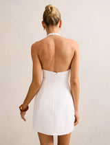 Tash Hardware Halter Linen Mini Dress Forever New