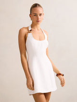 Tash Hardware Halter Linen Mini Dress Forever New