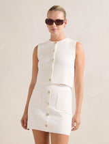 Elyse Textured Knit Tank Top Cream Co-Ord Forever New