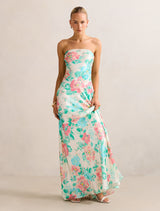 Kai Strapless Satin Maxi Dress Fable Floral Forever New