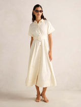 Judith Jacquard Shirt Dress Cream Forever New