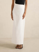 Maggie Petite Linen Column Maxi Skirt Porcelain Forever New