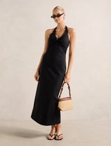 Tia Stretch Cotton Halter Midi Dress