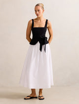 Celina 2 In 1 Linen Cotton Midi Dress Black White Forever New