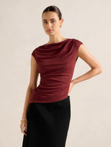 Tilda Mesh Asymm Top Cognac Forever New