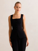 Dahlia Square Neck Waistcoat Black Suit Forever New