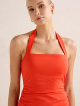 Imogen Stretch Cotton Halter Mini Dress Forever New