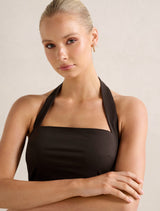 Imogen Stretch Cotton Halter Mini Dress Forever New