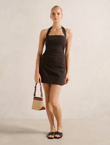 Imogen Stretch Cotton Halter Mini Dress Forever New