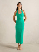 Esmee U-Neck Stretch Linen Midi Dress Clover Forever New