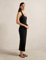Esmee U-Neck Stretch Linen Midi Dress