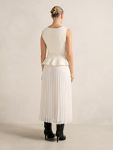 Luella Pleat Mixed Midi Dress Forever New