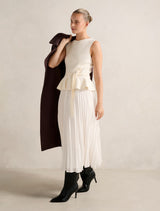 Luella Pleat Mixed Midi Dress Cream Forever New