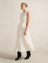 Luella Pleat Mixed Midi Dress Forever New