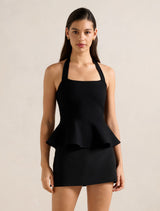 Delilah Halter Neck Peplum Top Black Forever New