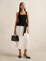 Peony Pleat Mixed Dress Mono Forever New