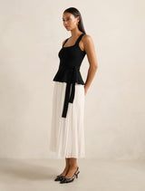 Peony Pleat Mixed Dress Forever New