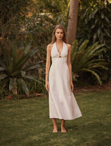 Angie Hardware Halter Linen Midi Dress Forever New