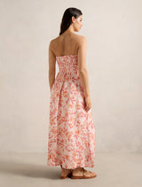 Matisse Ruched Strapless Linen Midi Dress Forever New