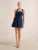 Ava Denim Halter Mini Dress Forever New