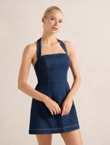 Ava Denim Halter Mini Dress Forever New