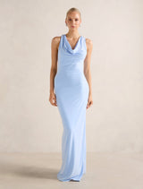 Aliki Cowl Jersey Maxi Dress Sky Blue Forever New