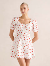 Mallory Gathered Cotton Mini Dress