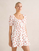 Mallory Gathered Cotton Mini Dress
