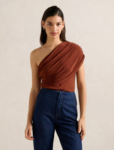 Bronte Draped One Shoulder Top Paprika Forever New