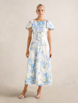 Kaya Printed Flutter Midi Dress Hyton Floral Forever New
