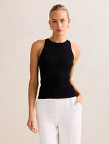 Carla Racer Knit Rib Tank Top Black Forever New