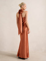 Clementine High Neck Satin Maxi Dress