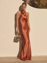 Clementine High Neck Satin Maxi Dress