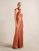 Clementine High Neck Satin Maxi Dress