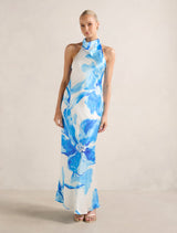 Clementine High Neck Satin Maxi Dress